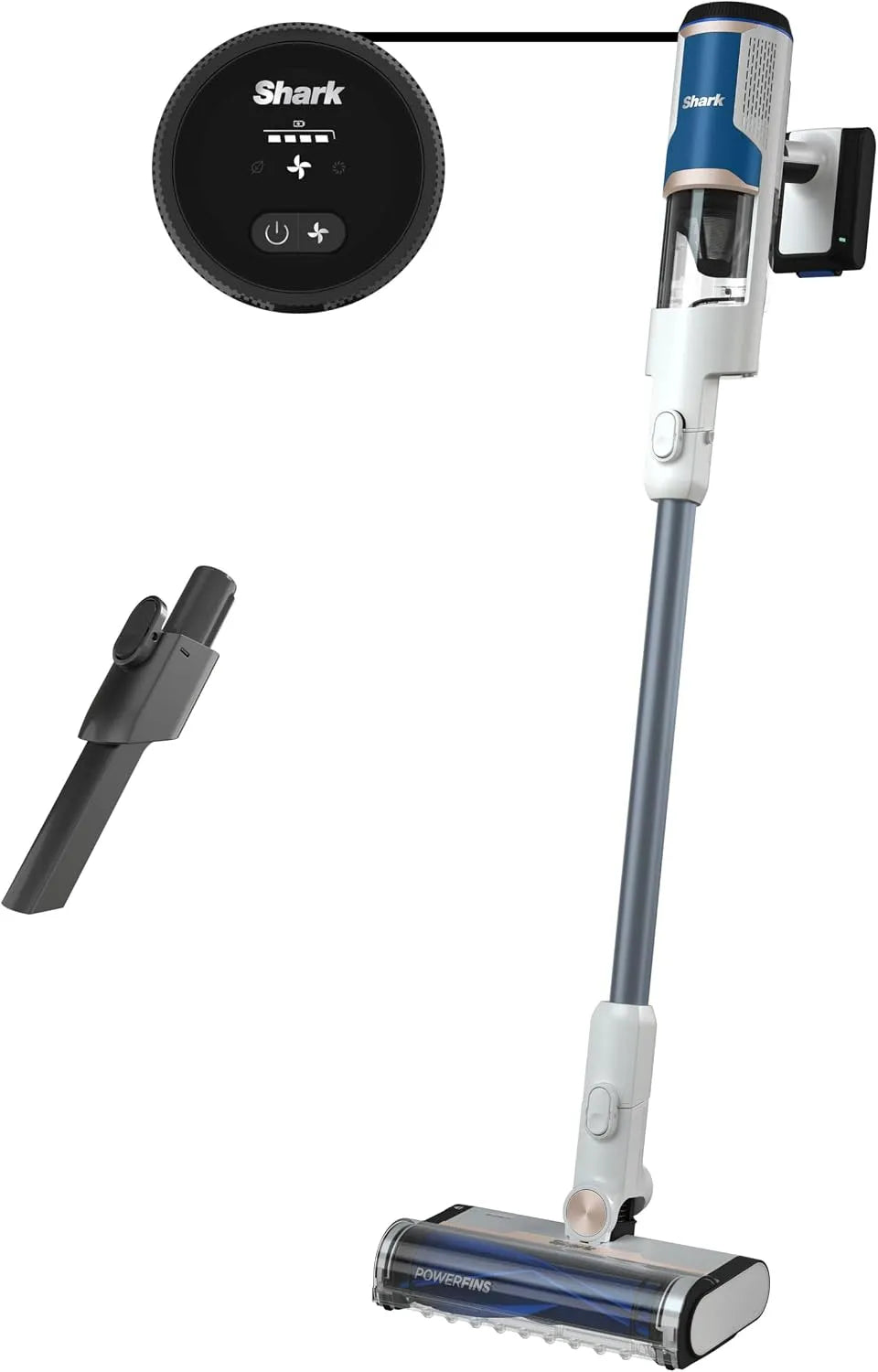 Shark Akku-Staubsauger BU1120EU, kabelloser m. FloorDetect, Staubsauger kabellos & Handstaubsauger-Modus m. Fugendüse, 40 Min Laufzeit, PowerFins