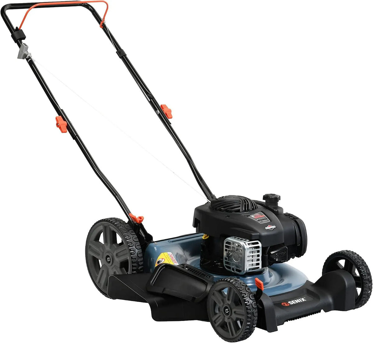 Rasenmäher SENIX 53.3 140ccm LSPG-M6 cm Gasdruck, mit 4-Takt Briggs & Stratton Motor, 6-Fach Doppelhebel-Höhenverstellung, Mulchen und Seitenauswurf