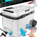 Kesser Kompressor, Mit APP-Steuerung & Kühlakkus USB-Anschluss 12/24 V 230V, Kühlschrank Kühlung bis -20 °C für Auto LKW Weiß in Schwarz