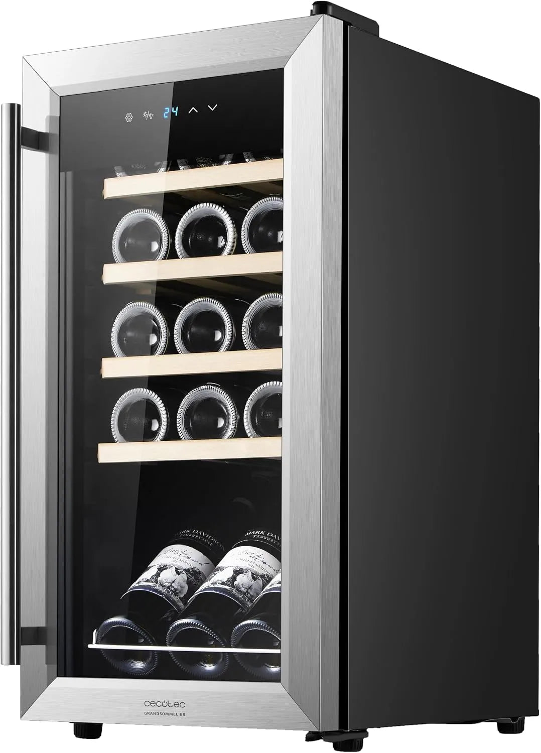 Cecotec Kühlschrank 1550, 15 Flaschen, Reguliert Temperatur Ihrer Weine zwischen 5 und 18 ºC, Weinkühlschrank Bolero Grandsommelier Inox Compressor