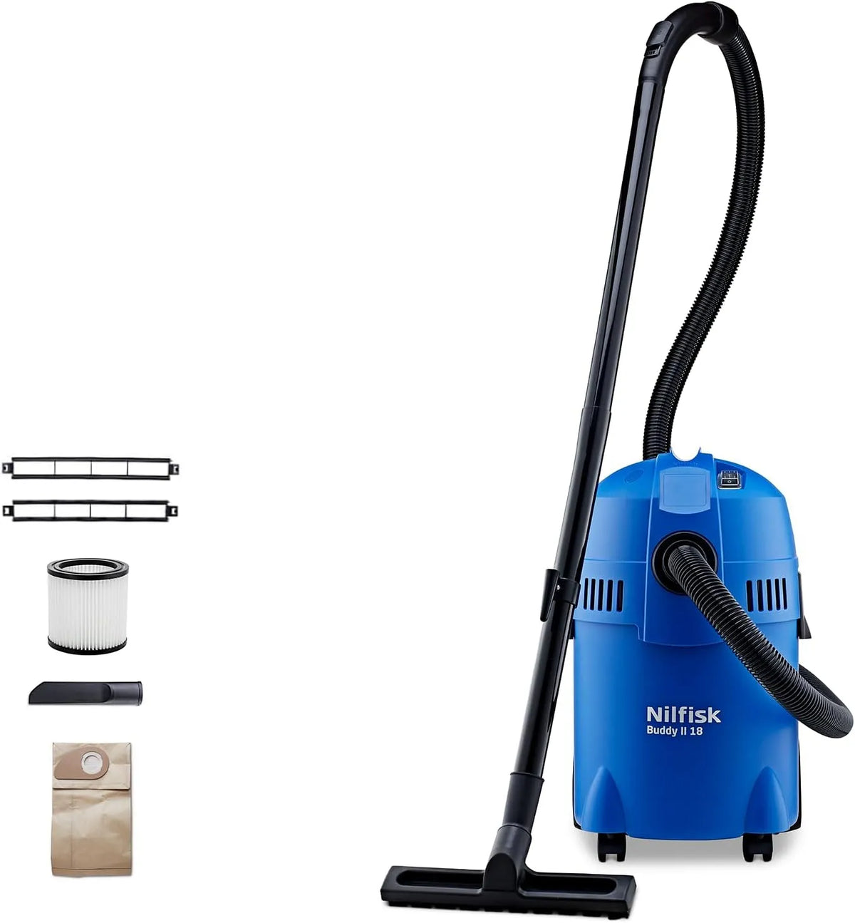 Nilfisk Nass- und Trockensauger, Staubsauger für Werkstatt, Buddy II 18L, Leistung 1200 W, Haus, Garten und Auto