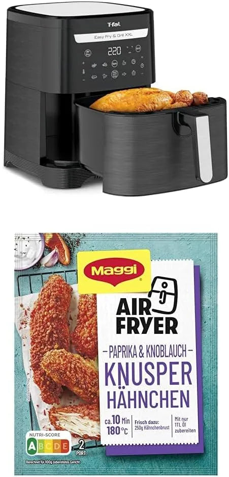 Tefal Heißluftfritteuse EY8018, Fassungsvermögen 6,5 L, 8 Betriebsprogramme, Air Fryer + Grill, Easy Fry & Grill XXL 2-in-1, Friteuse ohne Öl