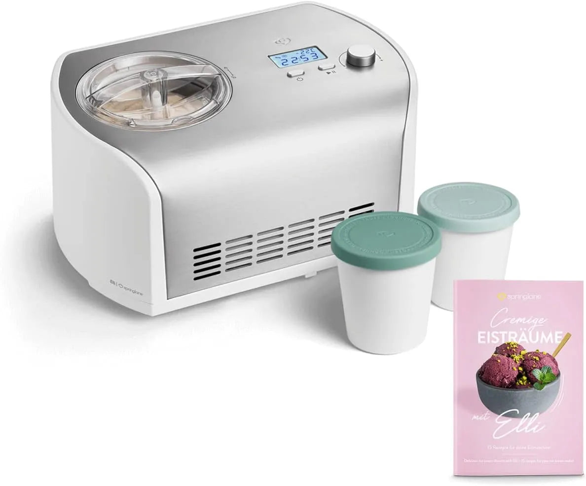 Eismaschine 2er-Set SPRINGLANE, Eiscrememaschine aus Edelstahl mit entnehmbarem Eisbehälter, inklusive. Rezeptheft