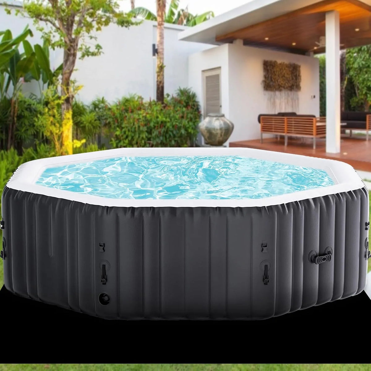 Whirlpool, Mit LuftdüSen, Matte Und Heizungspumpe In-Outdoor SPA Kreisen, Isoliertem Deckel, Polygon