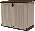 Keter Braun Store It Out Midi Gartenlager aus Kunststoff 17197253, Fassungsvermögen 845 L, Maße 130 x 74 x 110 cm, Schuppen, Beige