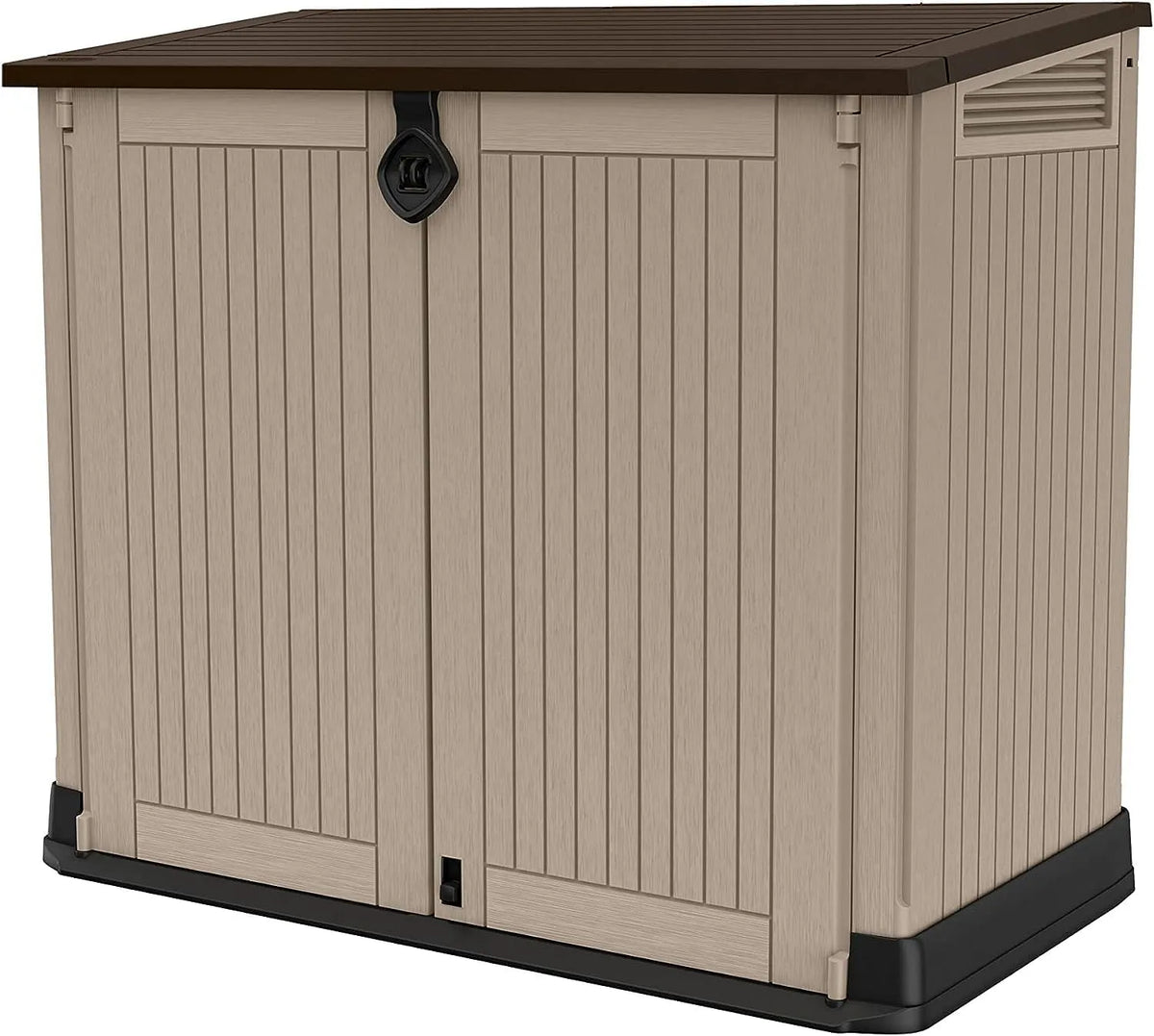 Keter Braun Store It Out Midi Gartenlager aus Kunststoff 17197253, Fassungsvermögen 845 L, Maße 130 x 74 x 110 cm, Schuppen, Beige