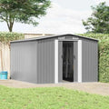 Gartenhaus, Metall 257x298x178 Cm Farbe Grau, Gartenhütte Container Haus Zum Wohnen Als Geräteschuppen
