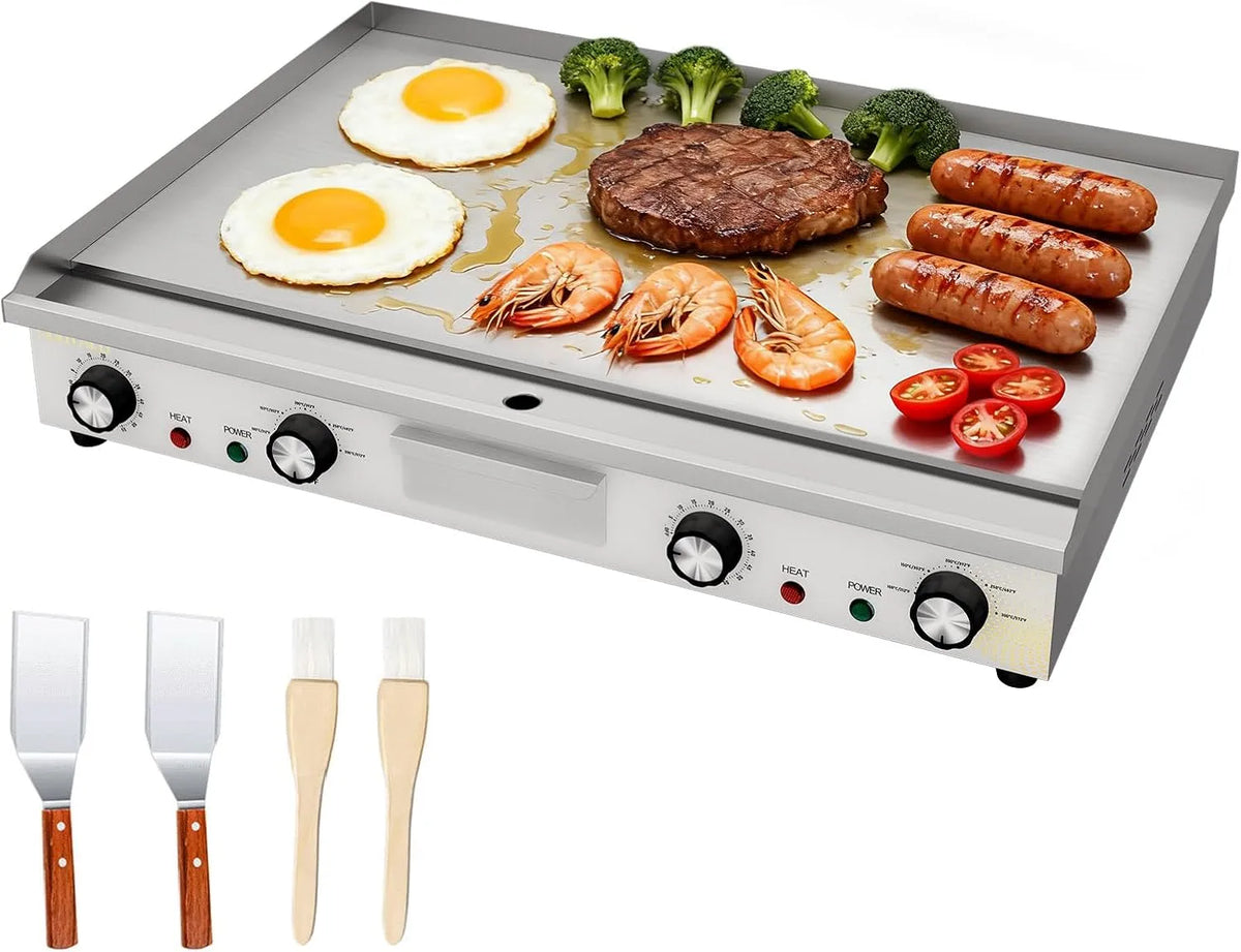Grill, Profi Gastro Elektrogrill Elektrische Grillplatte mit 66 cm Grillfläche, Tischgrill mit Zeitschaltuhr