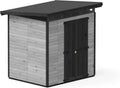 Gartenhaus, Robuste Holz Gerätehaus, Maße 203x163 cm, Strongbox L, Farbe Grau, mit imprägniertem Fundament und extra Strapazierfähigem Kunststoff Dach