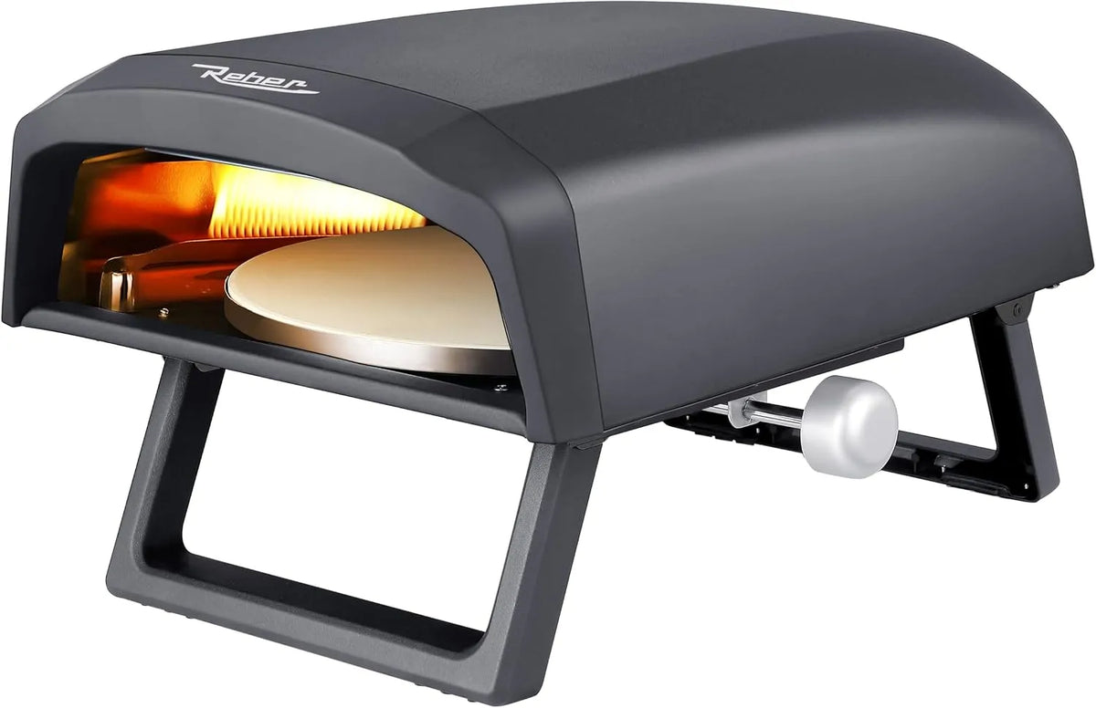 VMP 12 AS Reber, Pizzaofen mit Drehteller Gasbetrieben LPG 4 kW 13650 BTU in Schwarz