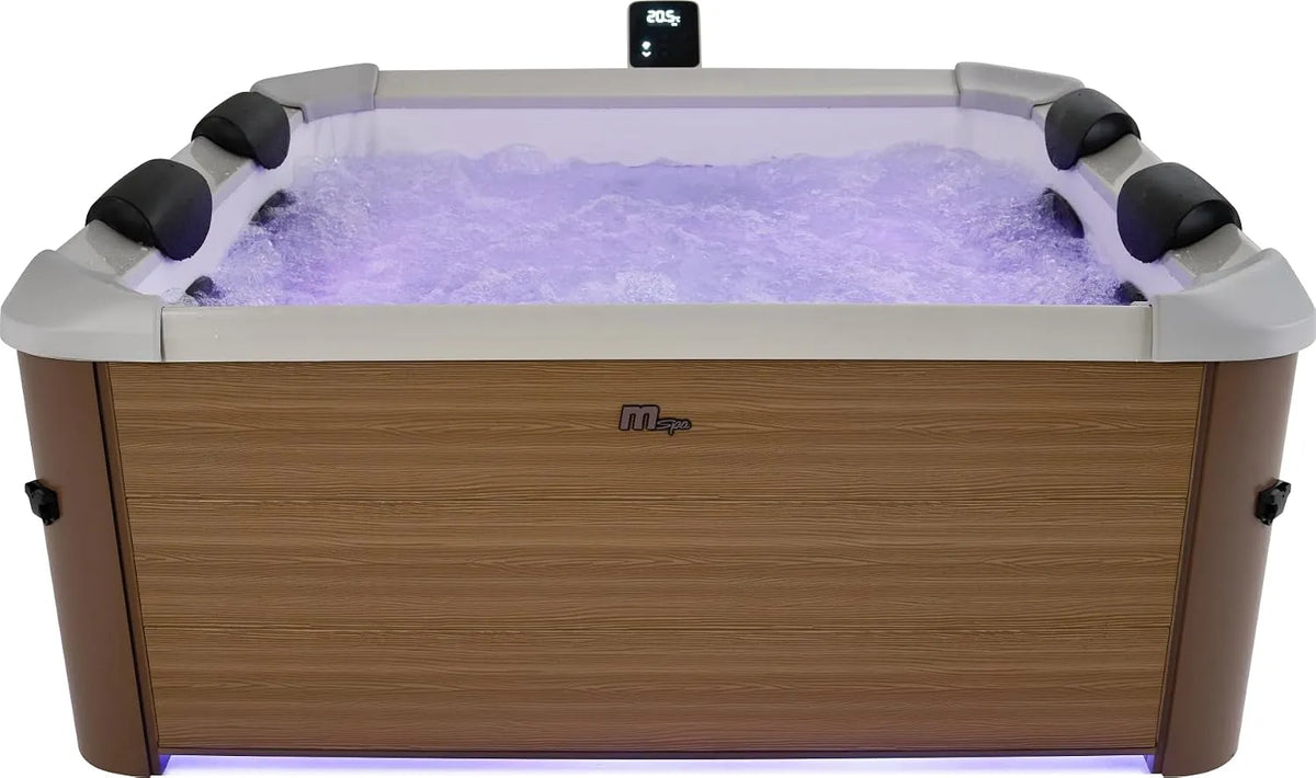Whirlpool MSPA Oslo Amber, Maße 160x160x65 cm, Aufblasbarer für 6 Personen mit 120 Massagedüsen, 8 Hydromassagedüsen, PTC-Heizung, LED-Licht