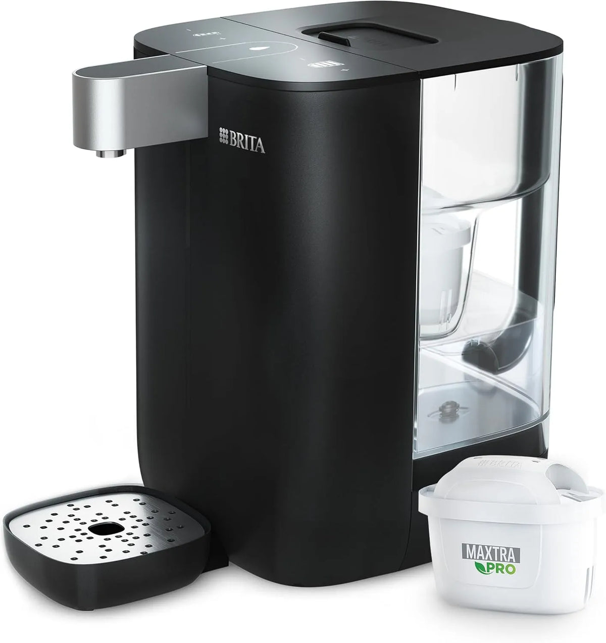 Cube BRITA Heißwasserspender, Wasserspender für zuhause, in Schwarz, Fassungsvermögen 4L, mit UV-C-Technologie