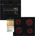 Exquisit Kochfeld EHE246-020-Set, Fassungsvermögen 59,0 l Garraum, Herd-Set 60 cm, Herd-Set in Schwarz, Energieeffizienzklasse A, Glaskeramik