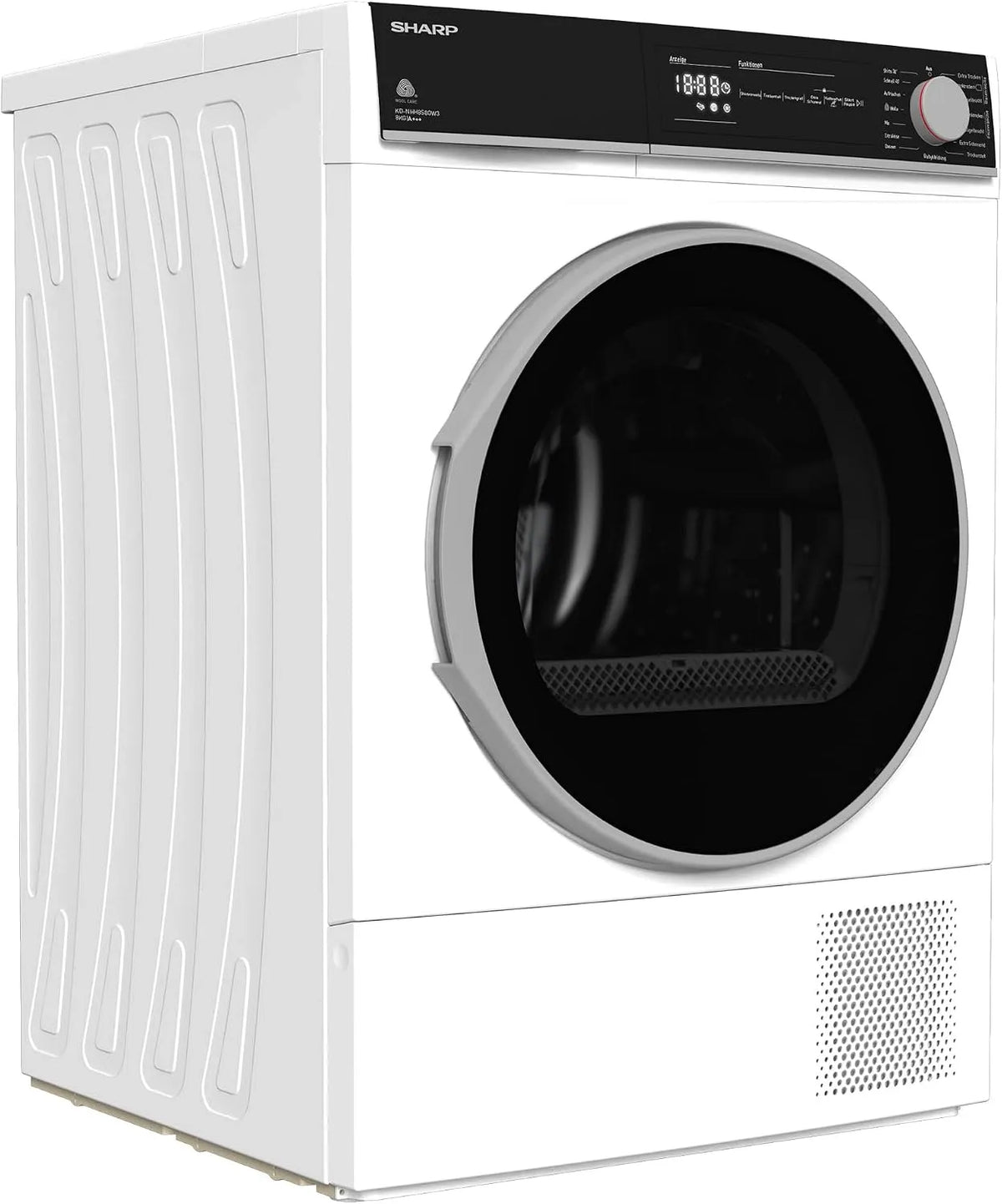 Sharp Wärmepumpentrockner KD-NHH8S8GW3-DE, Gewicht 8 kg Wäschetrockner Trockner Baumwolle Extra Trocken