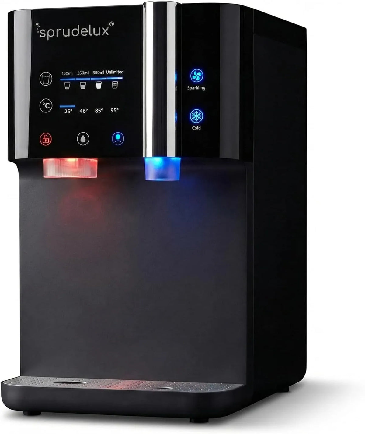Modell Wasserspender mit Sprudel & Heißwasser CO2 JUMAN SUPREME, Umkehrosmose Direct-Flow mit UVC, Auftischgerät für Küche & kleine Büros