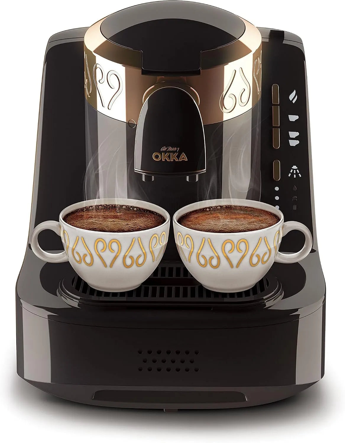 Kaffeemaschine Arzum Okka Türkischer, Fassungsvermögen 950 ml Wassertank, 3 Tassen Größen, Vollautomatisch, Selbstreinigungsfunktion, Überschutzsensor
