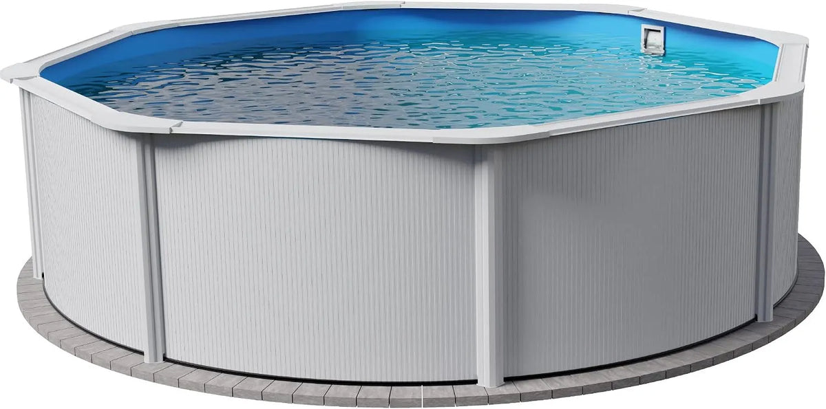 Pool Planet, Stahl 0,4 mm weiß, 120 cm tief, Stahlwandpool rund Größe wählbar, Overlap 450x120cm