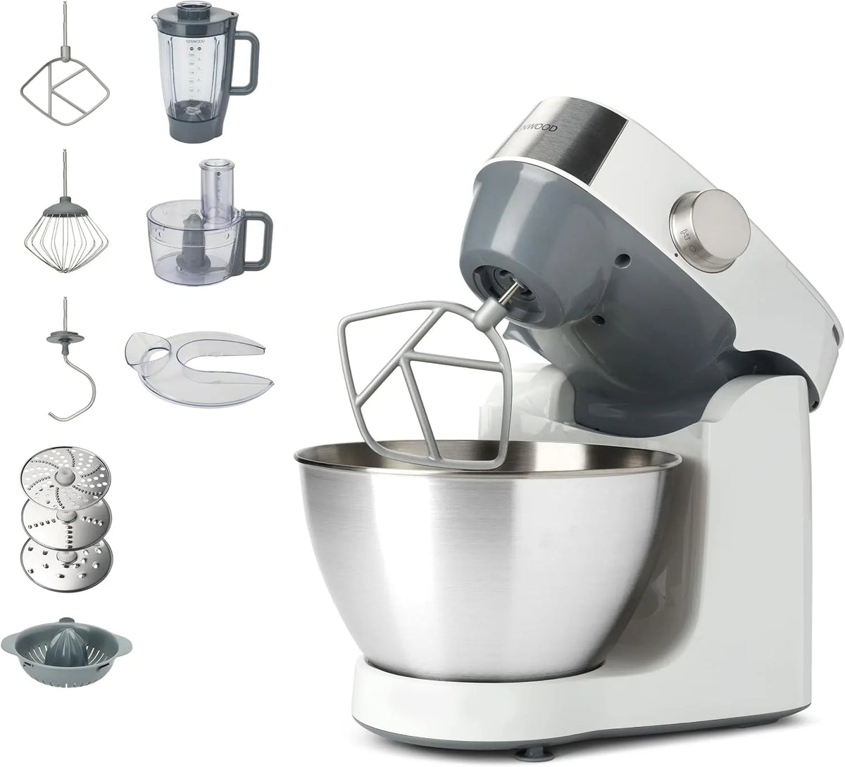 Kenwood Küchenmaschine KHC29.H0WH, Fassungsvermögen 4,3 l Edelstahl Schüssel, 1000 Watt, inklusive. 9-teiligem Zubehör-Set mit Zerkleinerer, Prospero+
