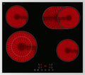 PKM Kochfeld EB-C4-2KBTCG, Breite 60cm, 4 Kochfelder, 9 Heizstufen je Kochzone, 6600 Watt, Glaskeramikkochfeld, Edelstahlrahmen, Touch Control, Timer