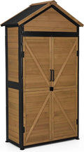 Gartenhaus 2736, Maße 45x90x165 cm, Holz Metgallgestell Wetterfest, Geräteschuppen mit 2 Bewegliche Regale, Gerätehaus Outdoor, Natur