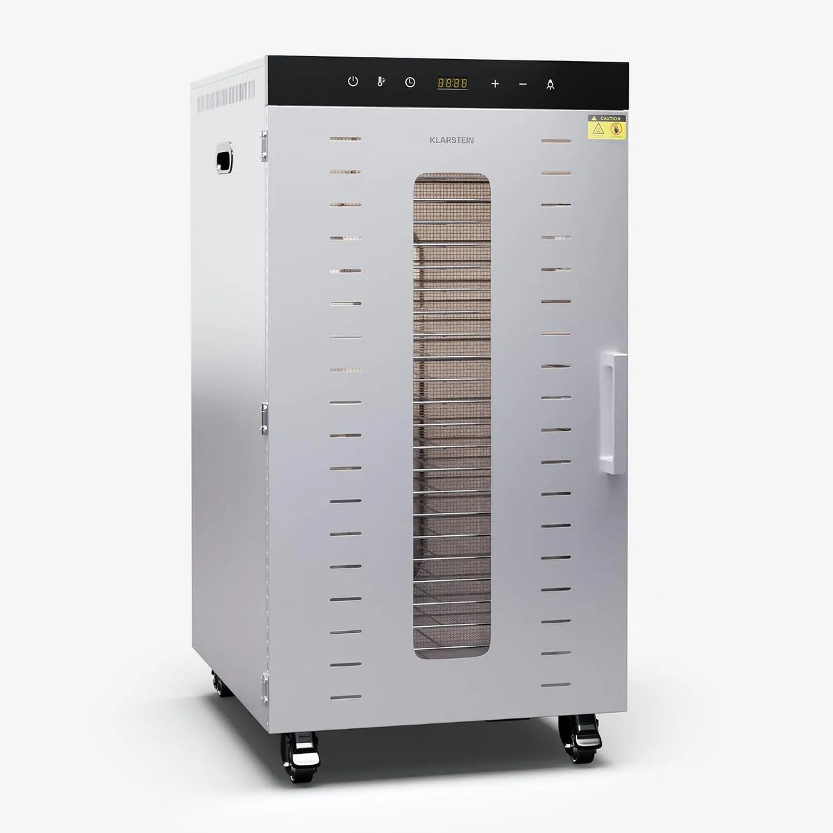 Klarstein Ventilator 2.000-W-Dörrgerät 24-Stunden-Timer, 24 Edelstahl-Einlegeböden, 3 Ventilatoren, ideal für Obst, Fleisch & Kräuter, 50–55 dB
