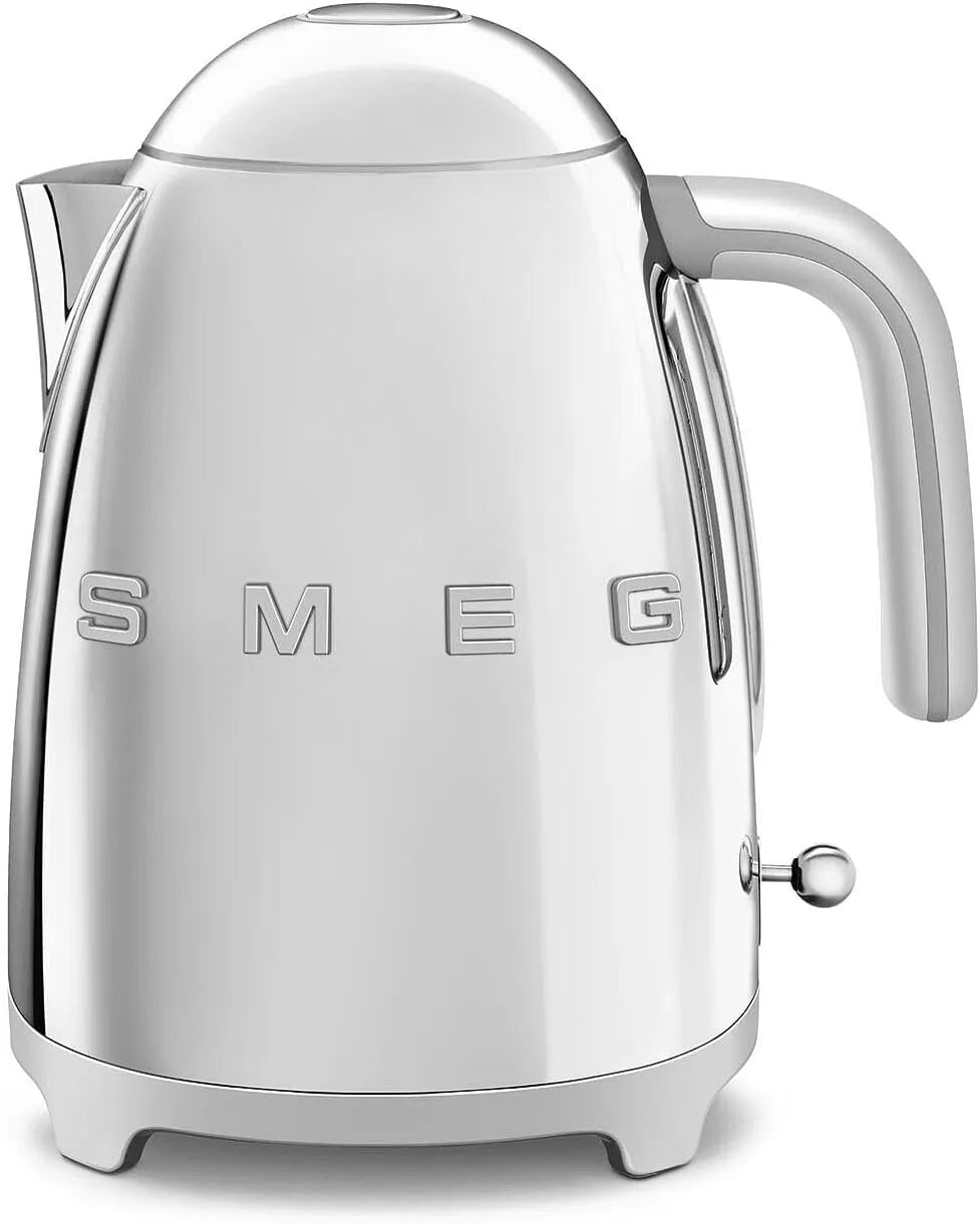 Smeg Wasserkocher KLF03SSEU, Fassungsvermögen 1.7L, Automatische Abschaltung bei 100°C, 2400W Leistung, Stahl, Soft-Opening-Kannenverschluss