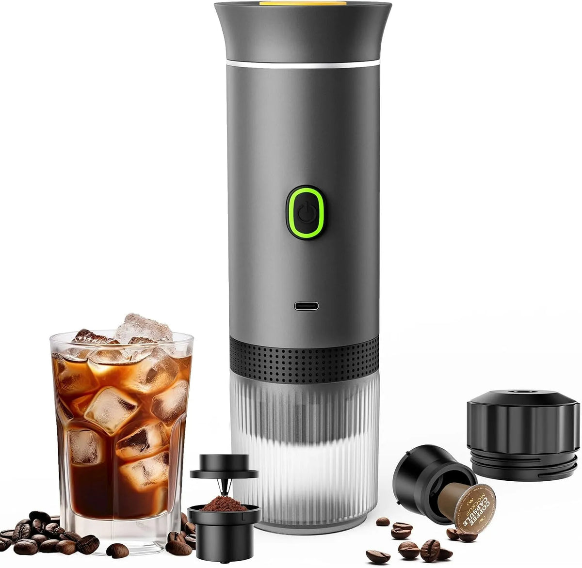 Kaffeemaschine, Kleine Espressomaschine mit gemahlenem Kaffee & Kapseln, für Wohnmobil, Büro, NS&DG, Wandern
