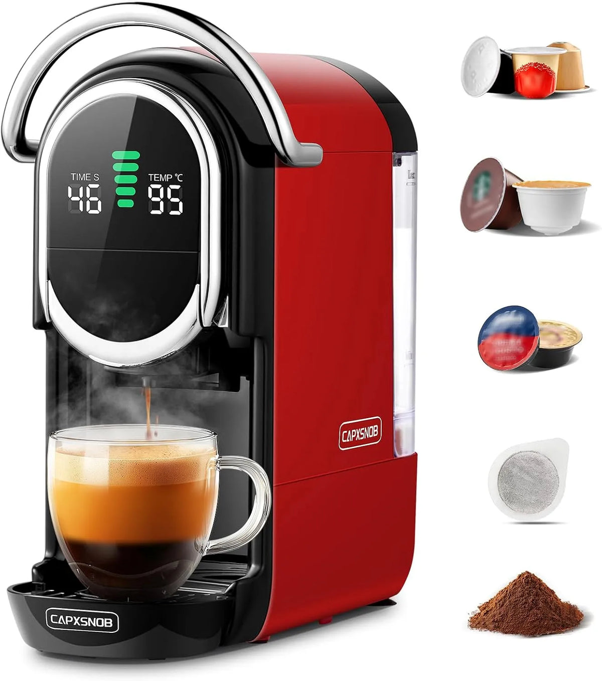 Nespresso Kaffeemaschine Magician1 5in1 ESE 44, 20bars, Mini Kapselmaschine für * OL, Lavazza* A Modo Mio Kapsel, LED-Display, Leistung 1450 W