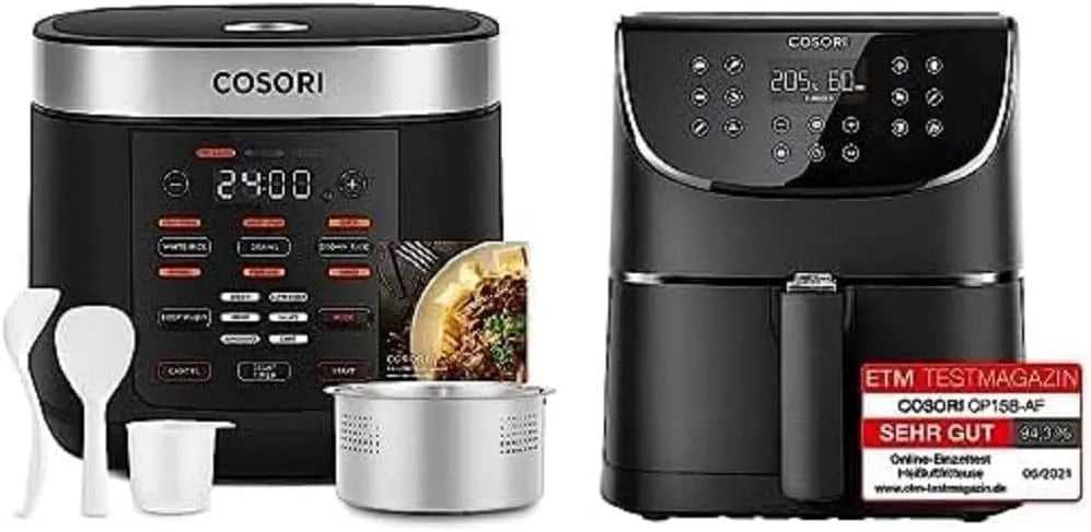 Heißluftfritteuse COSORI, Rice Cooker, Fassungsvermögen 5,5L XXL Friteuse Heissluft Fritteusen Air Fryer und Reiskocher, Fuzzy-Logik