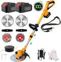 Rasentrimmer Akku, mit 2×4.0AH -Rasenkantenschneider, Elektro-Trimmer Verstellbarer Teleskop-Führungsholm für Garten, orange, mit 21v, Hof