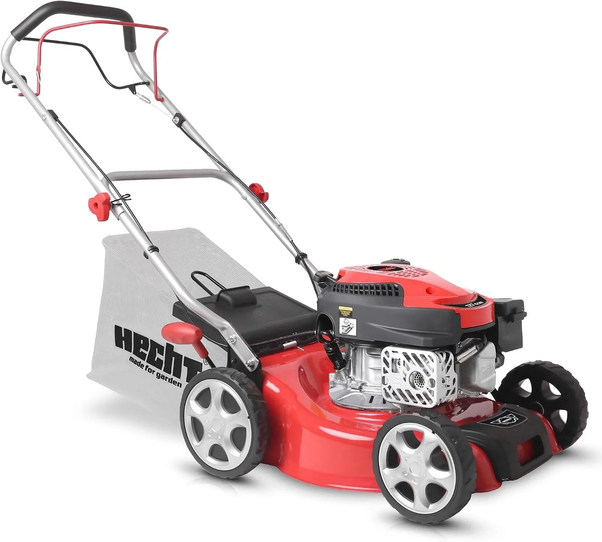 Rasenmäher HECHT Benzin, leistungsstarker 4 Takt Motor 2,0 kW, mit 40 cm Schnittbreite, Fassungsvermögen 40 l Fangkorb, 2,72 PS, Radantrieb