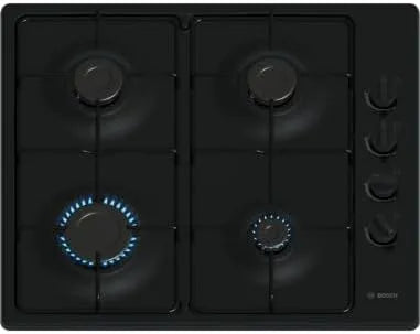 Bosch Kochfeld PBP6B6K80, Serie 2, Gaskochfeld, Breite 60 cm, 4 Flammen, Emaille, in Schwarz