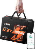 LiTime 12V 100Ah Batterie Gruppe 24 Bluetooth LiFePO4 Max.15000, Lithium Batterie mit 100A BMS und Low-Temp-Schutz, 1280Wh, Zyklen, für Wohnmobile