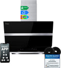Dunstabzugshaube HERMES6005SM KKT KOLBE A+++, h Kopffreie Wandhaube Edelstahl schwarzes Glas WLAN RGBW-LED-Beleuchtung SensorTouch Bedienung