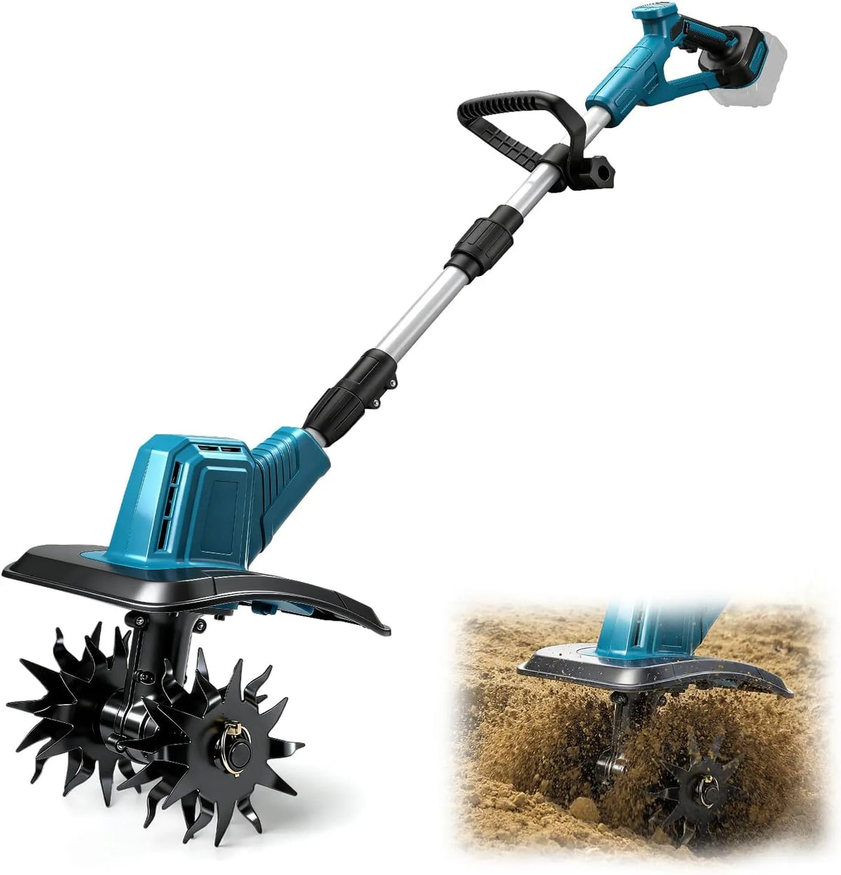 Makita Motorhacke 140-155cm, 20cm Arbeitsbreite & 16cm Arbeitstiefe für Beet, Acker, Ohne Akku, Akku für 18V Akku, Landwirtschaft