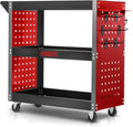 Garage Werkstatt Humberg Werkstattwagen, Tragkraft bis zu 300 kg, Maße 80 x 35 x 73 cm, 3 Ebenen mit 6 Haken, Stahl und Aluminium