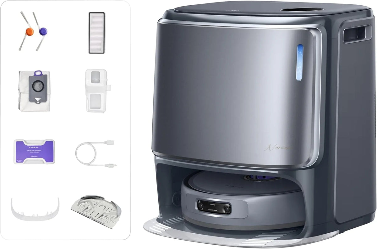 Saugroboter Z10 z20 NARWAL Freo Ultra, 18.000Pa Saugleistung, Tangle-Free System, All-in-One-Basisstation Farbe Grau, Dynamische Moppausdehnung
