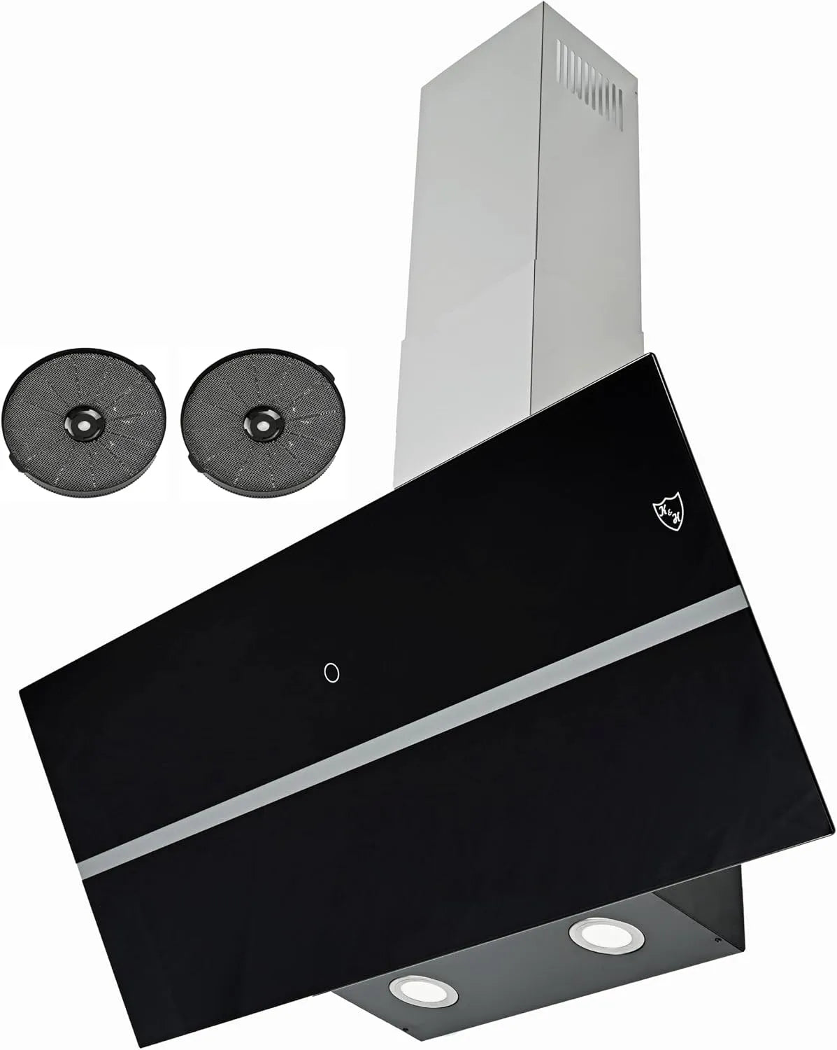 Dunstabzugshaube GFK-90S K&H Kopffreie, Cooker Hood 9 Leistungsstufen, Energieklasse A++, Metall Fettfilter, in Schwarz, 90cm Wandhaube, 520 m³/h