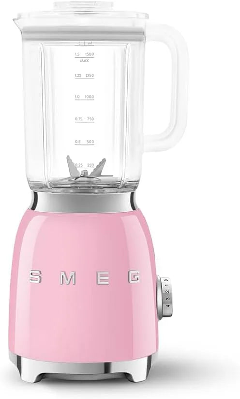 Smeg Standmixer BLF03PKEU, 4 -Geschwindigkeitsstufen, Leistung 800W, Deckelöffnung transparent mit Dosierkappe, Rose, Fassungsvermögen 1,5 l