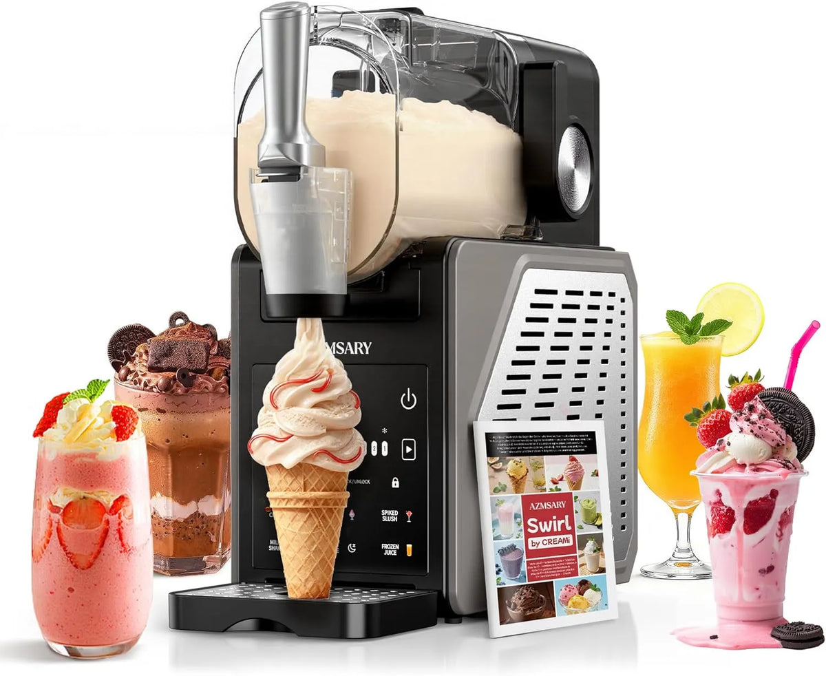 Slush-Maschine, Fassungsvermögen 2,5 L Eismaschine & Slushie Maschine für Zuhause, 6 voreingestellten Programmen für Eiscreme, mit LED-Display, Black