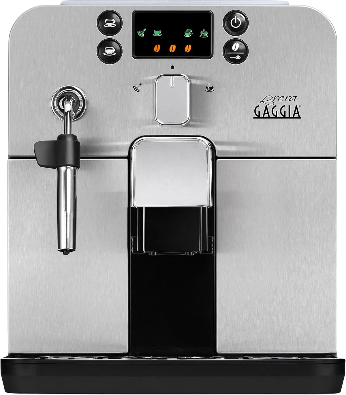 Gaggia Kaffeevollautomat RI9305/11, Leistung 1400 W, 100 % Made in Italy, Brera, für Espresso und Cappuccino, Kaffeebohnen oder gemahlen, Silber