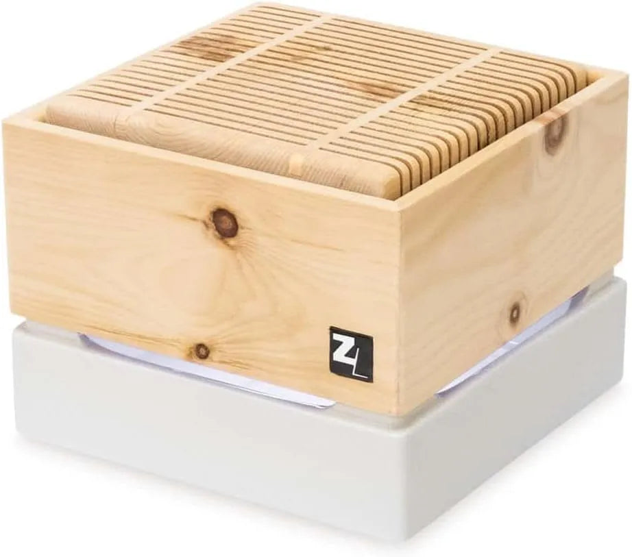 Luftreiniger, Zirbenlüfter aus Zirbenholz und Keramik für Räume bis 20 qm, Zirbenluftreiniger Aura CUBE mini II