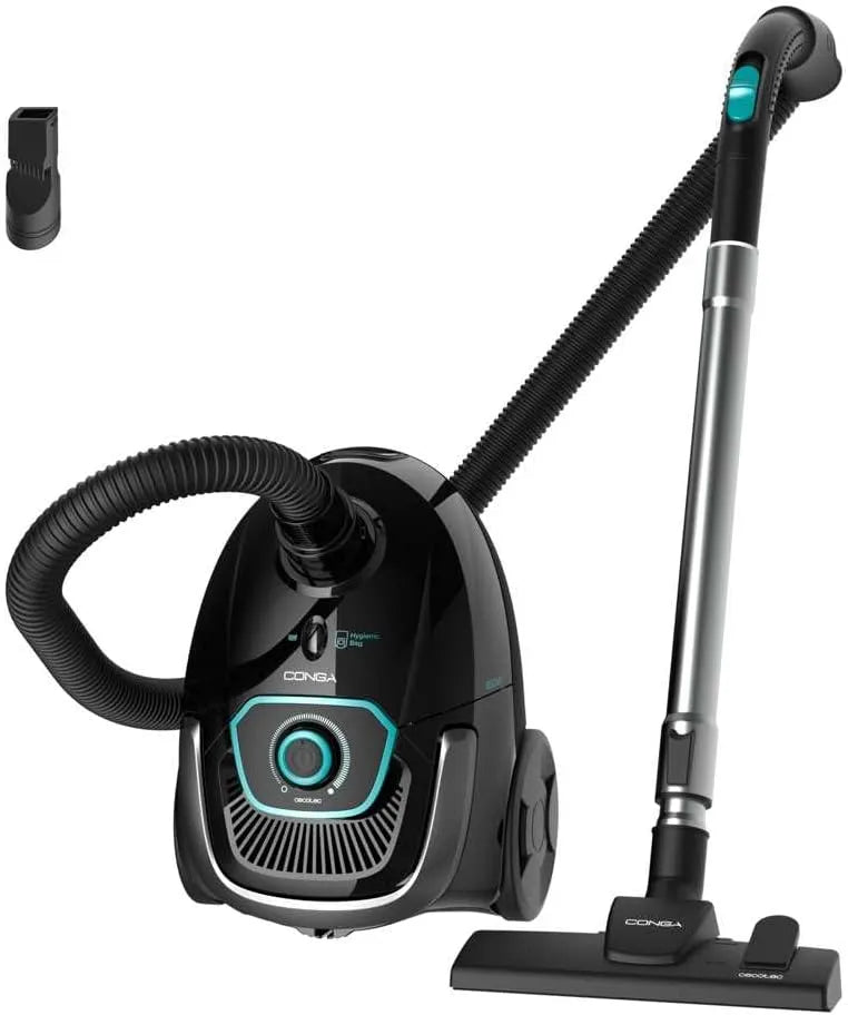 Cecotec Bodenstaubsauger 2500, mit 2,5 L Beutel Conga Powerbag Compact Plus. 850 W, Hochleistungsfiltration, Teleskoprohr aus Metall, in Schwarz