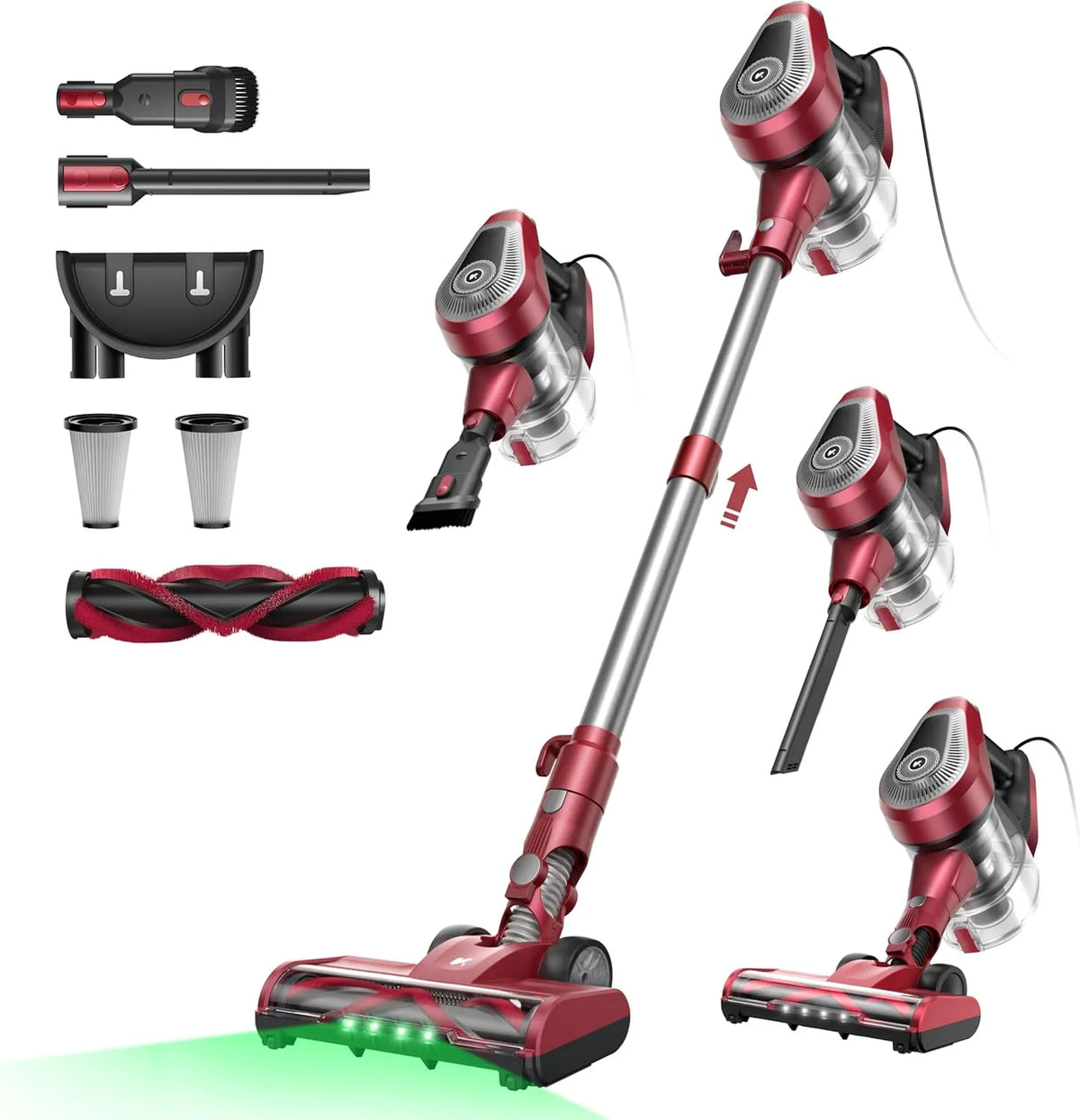 Staubsauger, 60kPa, 7 m Kabel, Ultraleicht, Hartböden, Vexilar Kabelstaubsauger 600W, 6-in-1 mit Grüner LED, Anti-Verlauf-Bürste, Tierhaare