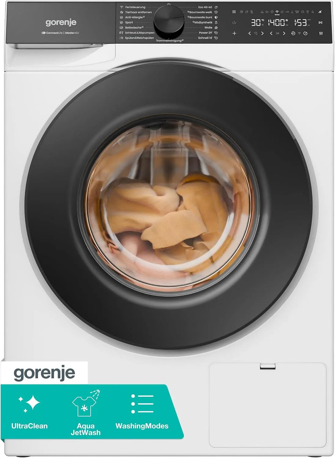 Gorenje Waschmaschine W5G694A1T1 KG/1400, Gewicht 9 KG, 1400 U-Min, 15 Betriebsprogramme, 10% besser als Energieeffizienzklasse A, mit Dampffunktion