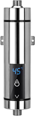 Warmwasserbereiter, Elektrischer Durchlauferhitzer, Silber 3500W, Mini Elektrischer mit Digitalanzeige