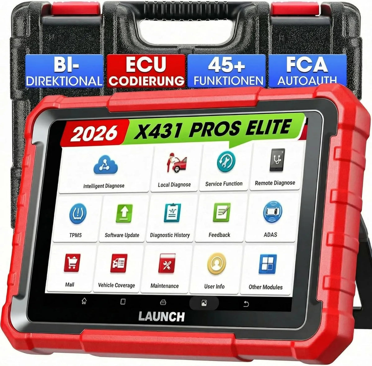 PROS Elite Diagnosegerät Auto Modell X431 OBD2 LAUNCH, 45+ Dienst, ECU-Codierung, CANFD&DOIP, Schlüsselprogramm, 2 Jahre Update, FCA