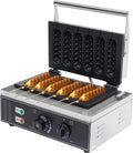 Waffeleisen Waffelautomat, mit 6 Stück Stiel, Leistung 1500W Edelstahl Elektrische Waffeleisen Kommerzielles Waffelgerät, Corn Dog, Restaurants