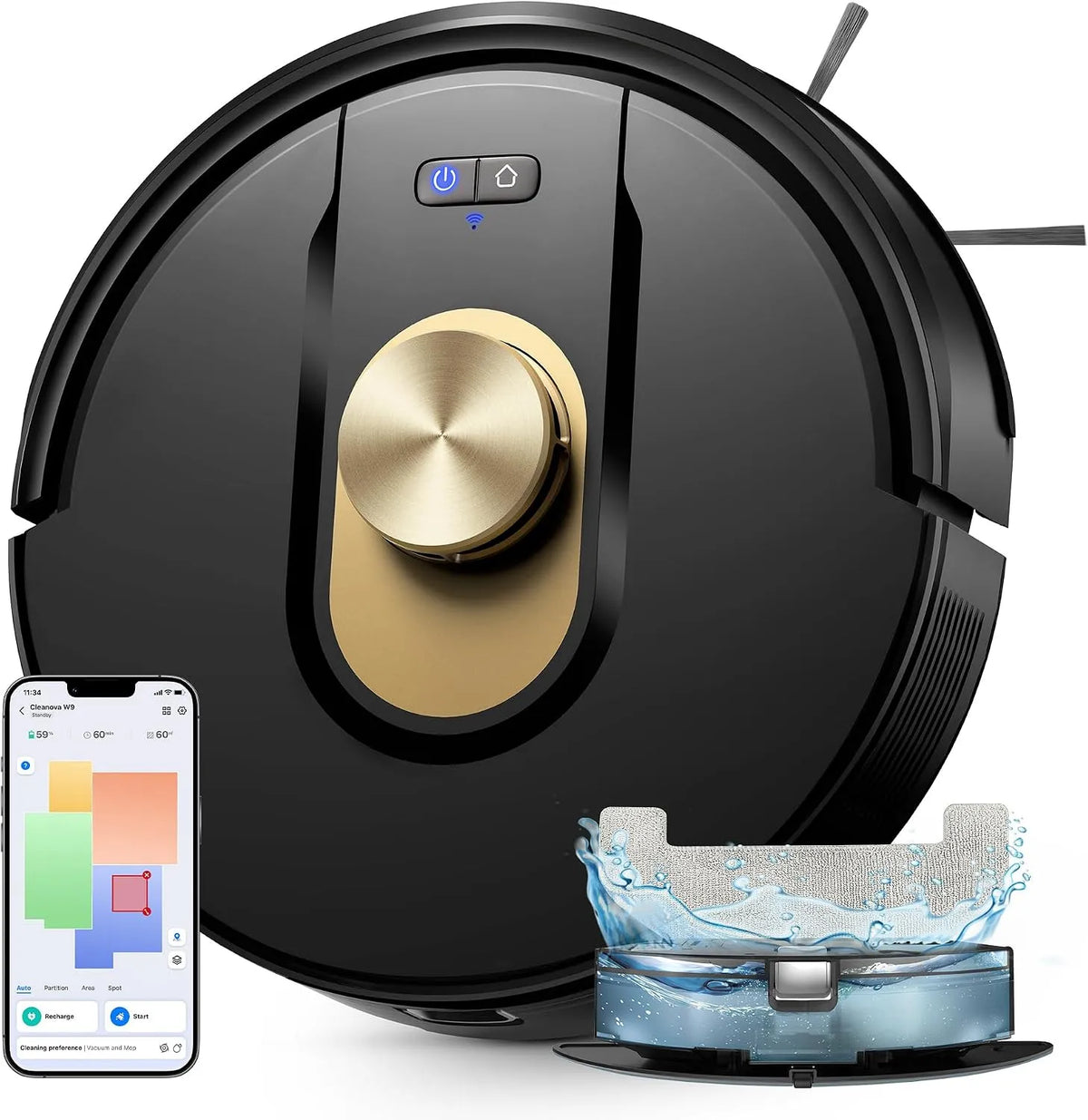 Staubsauger, 150 Min Max, 3-in-1 Saug und Wischroboter, APP Steuerung, Vexilar W9 Roboter mit Wischfunktion, 8000Pa Saugroboter mit LiDAR Navigation