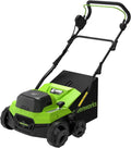 Greenworks Modell GD2X24SC38II, Spannung 24V x2, Brushless Vertikutierer & Rasenlüfter 2-in-1, 38 cm Arbeitsbreite, Fassungsvermögen 45L Fangkorb